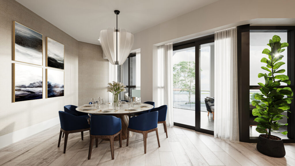 Dining interior render of Linea Dining
