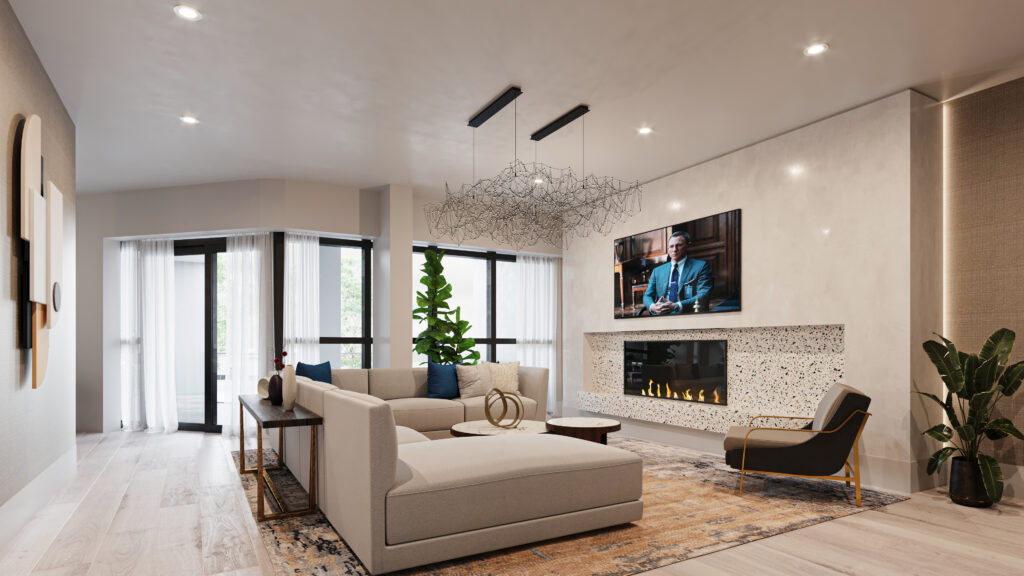 Event Lounge interior render of Linea Event Lounge