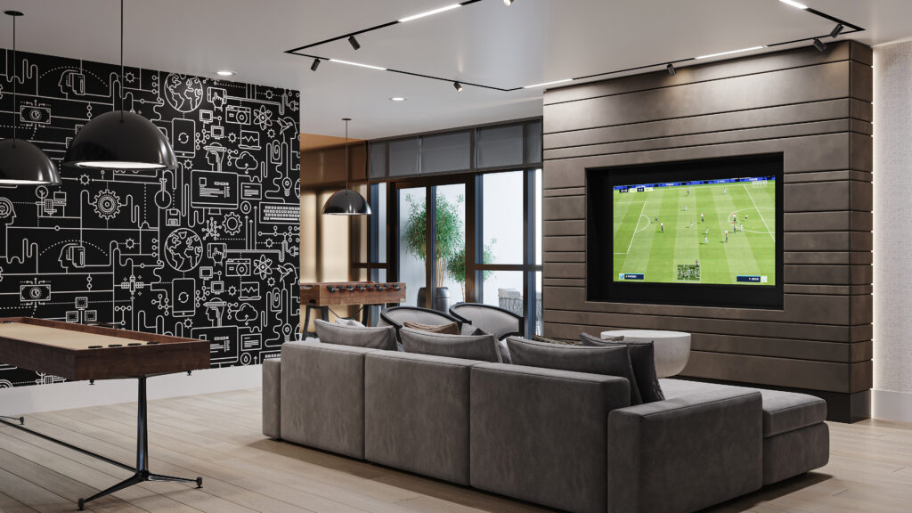 Game Room interior render of Linea game room