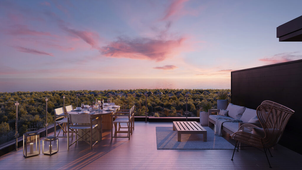 Lora-Bay-EXT4 exterior render of Lora Bay roof garden